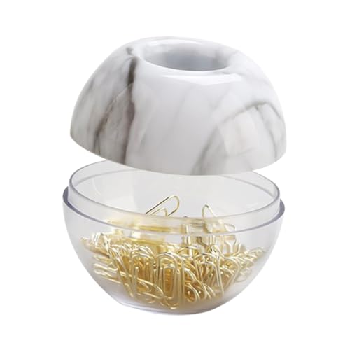 ledmomo 100個 大理模様のメタルノートクリップ 磁気収納ボックス付き 強力マグネットでオフィス 学校 家向け滑らか表面のブックマーククリ