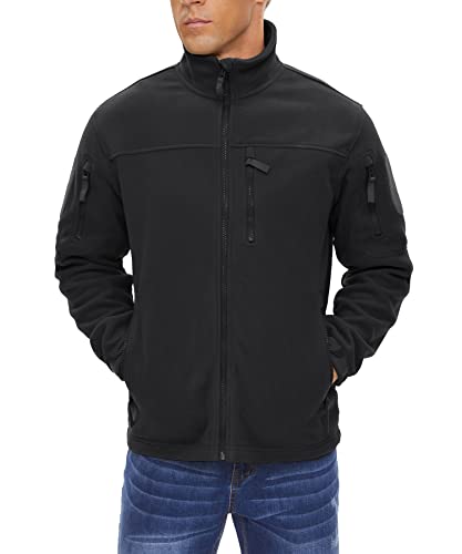 Crysully Hunting Clothes For Men Military Tactical Thermal Fleece Jacket Snow Coat Black #TOP2