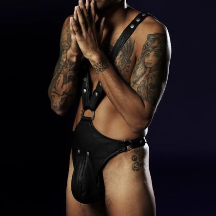 Men's Sexy Chastity Belt Tough Guy Thong Adjustable PU Leather Shoulder Belt Male Breathable Lingerie Thong Harness Chest Belt Bodysuit Sex Toys Fetish Cosplay Nightclub Bar Party4