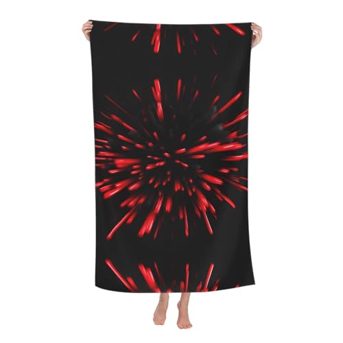 Serviette de bain douce microfibre rouge et noir grand drap de douche L - 2