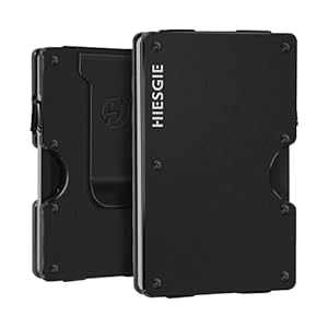 HIESGIE Minimalist Metal Wallet for Men – Slim RFID BLOCKING Wallets with Removable Money Clip – Mens Front Pocket Aluminum Small Credit Card Holder – Matte Black