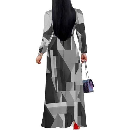 Image of Plus Size Maxi Dress for Women V Neck Flowy Dresses with Pockets for Wedding Guest Church