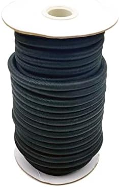 Polyester Bungee Cord, 1/4" 50 Foot Spool - Marine Grade Elastic Shock Cord - Black Dacron Bungee Rope Roll for DIY Projects, Tie Downs, Kayak and Commercial Uses