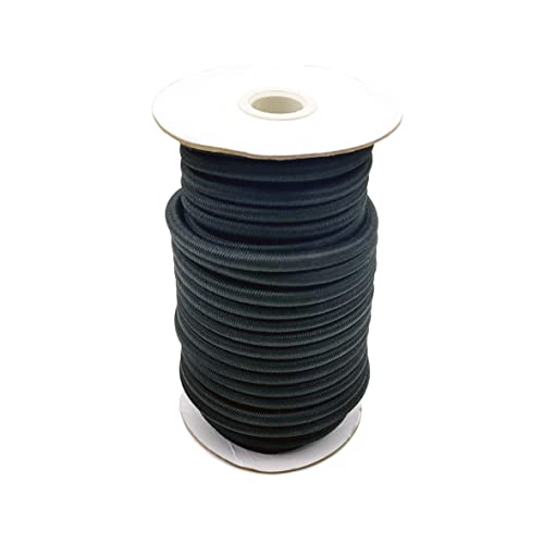 Polyester Bungee Cord, 1/4" 50 Foot Spool - Marine Grade Elastic Shock Cord - Black Dacron Bungee Rope Roll For Diy Projects, Tie Downs, Kayak And Commercial Uses #TOP2