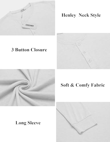 COOFANDY Men's Henley Shirts Long Sleeve Button T-Shirt Lightweight Fashion Casual Pullover Shirt