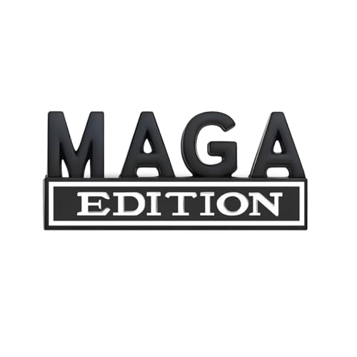 Image of MAGA Edition Car Emblem, 3D Raised Full Metal Badge Decal MAGA Personality Labels, Strong Adhesive Exterior Auto Body Decoration Embossed Sticker for Car Truck SUV (Black & White)
