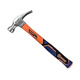 T TOPBUILT Straight Rip Claw Hammer Fiberglass Non Slip Shock Reduction Grip for Daily and Professio