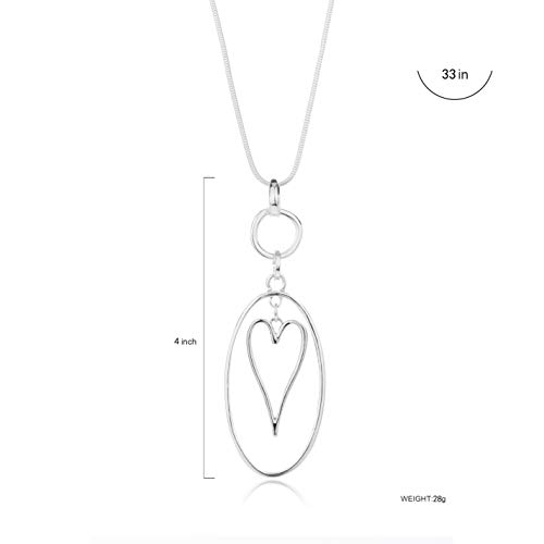 Necklaces for Women Heart Pendant Long Sweater Layered Y Statement Lariat Silver Rose Gold Chain Necklace with Gifts Box 5