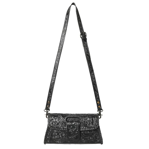 American Darling Western Leather Wallet Bag Hand Tooled Floral Carved Purse with Cutout Handle