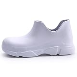 Rojeam Zapatos Cocina Hombre Mujer Anti-Deslizante Zapatillas de Trabajo Slip-On Impermeable Calzado Chef Hostelería Blanco, 39 EU