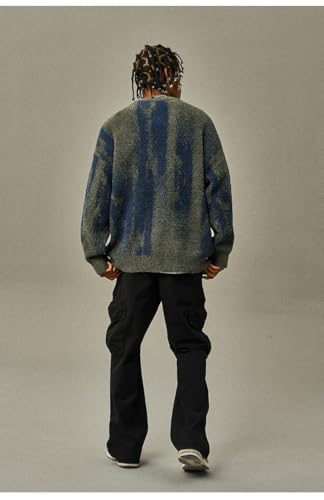 Y2K Men's Striped Knitted Sweater Loose Retro Oversized Casual Long Sleeved Pullover3