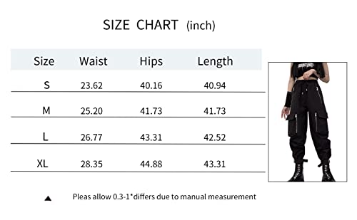 DINGJIUYAN Gothic Streetwear Women's Cargo Pants with Chain Punk Techwear Black Oversize Korean Fashion Wide Leg Trousers - Image 3