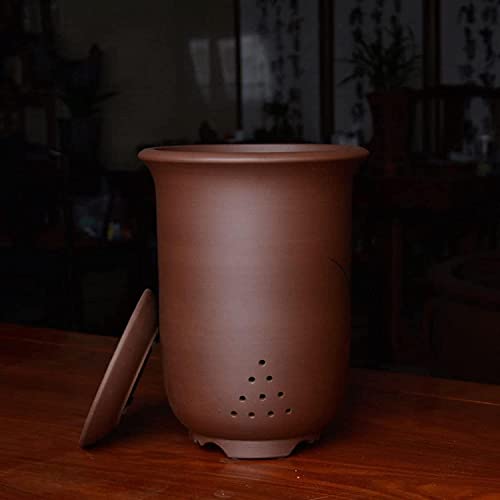Pot de fleur en céramique de Chinoiserie rétro avec plateau inclus - 4