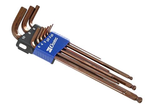 Condor Outil 38002 | Jeu de clés coudées à six pans creux | 9 pièces | 1,5-10 mm | Extra longue