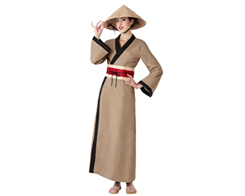 Atosa disfraz china kimono marrón adulto M