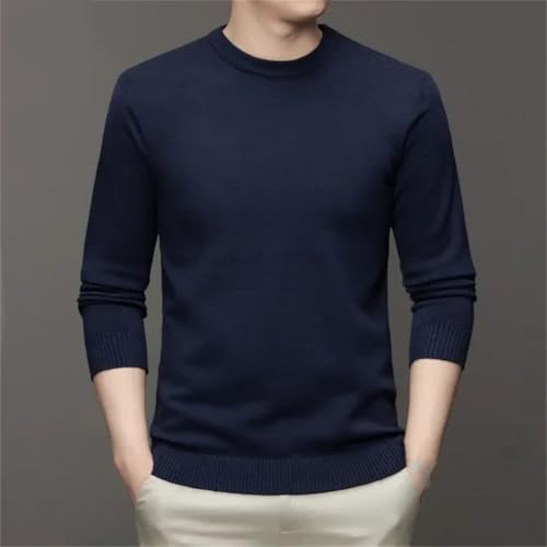 Men's Round Neck Long Sleeved Solid Sweater Soft Comfortable Casual Business Wool Sweaters2