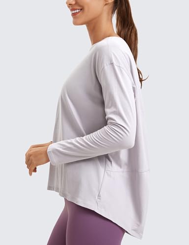 Image of CRZ YOGA Long Sleeve Workout Shirts for Women Loose Fit-Pima Cotton Yoga Shirts Casual Fall Tops Shirts