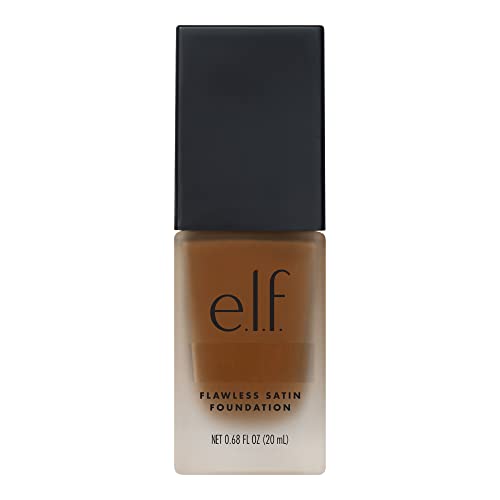 e.l.f. Flawless Satin Foundation, Lightweight & Medium Coverage, Semi-Matte Finish, Vegan & Cruelty-Free, Nutmeg, 0.68 Fl Oz (20mL)