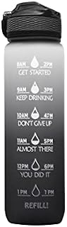 Snewvie Water Bottle, 1L Motivational Water bottle with Straw, Leak-Proof, Tritan BPA-Free, Time Marker, for School, Gym, Outdoor Sports