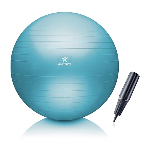 BODYMATE Gymnastikball Sitzball Trainingsball mit GRATIS E-Book inkl. Luft-Pumpe, Ball für Fitness, Yoga, Gymnastik, Core Training, für starken Rücken als Büro-Stuhl ICY Blue 65cm BODYMATE Gymnastikball Sitzball Trainingsball mit GRATIS E-Book inkl. Luft-Pumpe, Ball für Fitness, Yoga, Gymnastik, Core Training, für starken Rücken als Büro-Stuhl ICY Blue 65cm