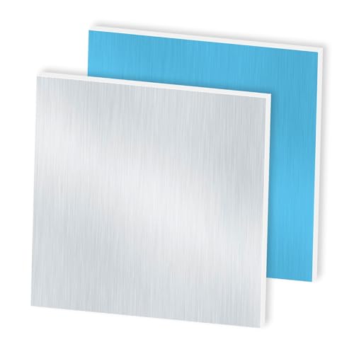 iMeistek 6063 Aluminiumblech mit beidseitiger Schutzfolie, 200mm x 200mm x 2 mm Wandstärke, quadratische Aluminiumplatte (2 PCS)