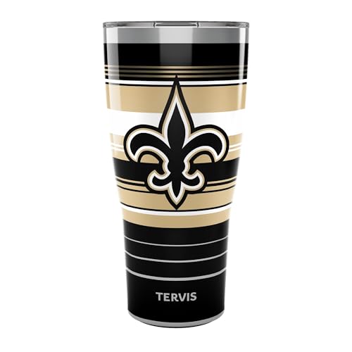 Tervis Traveler NFL New Orleans Saints - Hype Stripes Triple Insulated Tumbler Travel Cup Keeps Drinks Cold & Hot, 30oz, Stainless Steel