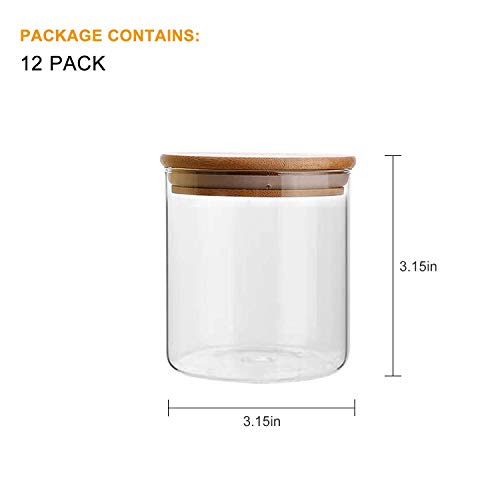 8Oz/250Ml Clear Glass Food Storage Containers Set Airtight Food Jars With Bamboo Wooden Lids Kitchen Canisters For Sugar, Candy, Cookie, Rice And Spice Jars - Set Of 12… #TOP1