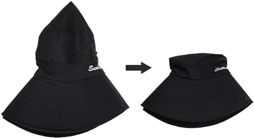 Womens Foldable Wide-Brim UV-Protection Sun-Hat with Ponytail Hole