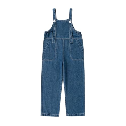 Ski Bib Girls Denim Overalls for Infant and Toddler Wide Leg Adjustable Bibs Overall Girls Y2K Jean Jumpsuits with Pockets St. Patricks Day Clothes Blue 5-6 Years
