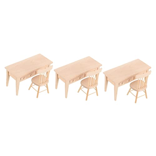 Abaodam 3set Miniatyr Möbelset För Dockhus Skolbord Och Stol Modell För Inredning Och i Miniformat För Miniatyrhem Och Landskap
