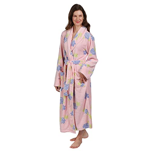 La Cera Women's Fleece Robe Plus Size (2X, Pink/Blue Foral) #TOP24