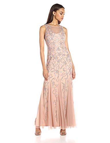 Adrianna Papell Women's Beaded Gown, Rose Gold, 6