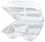 4 Count Large Clear Hinged Cupcake/Muffin Plastic Container - 250 per case