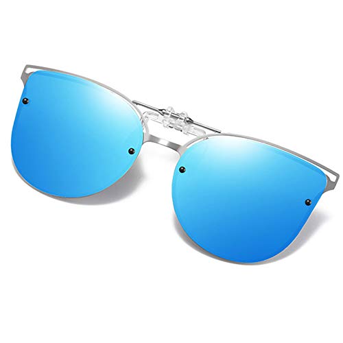 Image of Polarized Clip on Sunglasses over Prescription Glasses Anti-Glare UV Protection Cat Eye Flip up Clip-on Eyeglasses