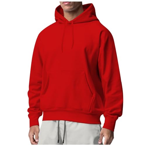 Wankang Men'S Sherpa Fleece Lined Hoodies Pullover Fashion Solid Color Hooded Sweatshirt Casual Long Sleeve Drawstring Hoodie