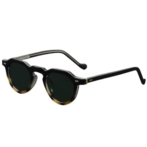 Lunettes de soleil rétro rondes à rivets et monture ultraviolette ultralégère