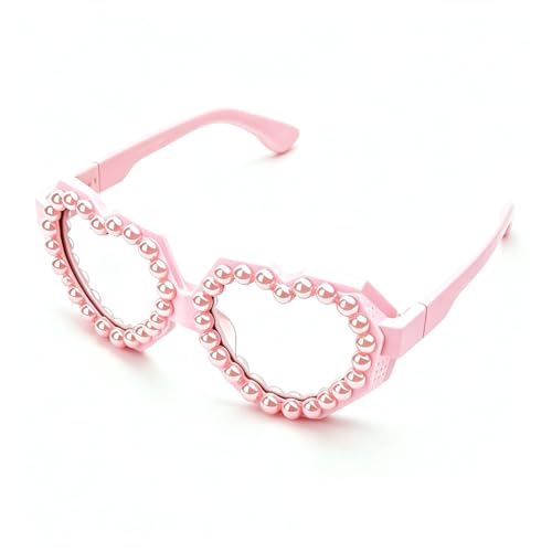 Image of laureles Fashion Pearl Heart Shaped Goggle Y2K Sunglasses Women One Piece Oversized Love Sun Glasses Men