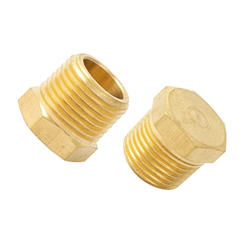 SUNGATOR 3/8 Inch NPT Plug Brass 3/8 Male Socket Pipe Plug Fittings 3/8 Male NPT Brass Outer Hex Thread Pipe Fittings 2 Pack