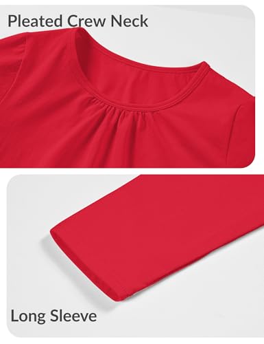 Witwot Girls Long Sleeve Shirts Cotton Crew Neck T-Shirts Kids Plain Tops Tees Girl Clothes Size 5-12 Years4