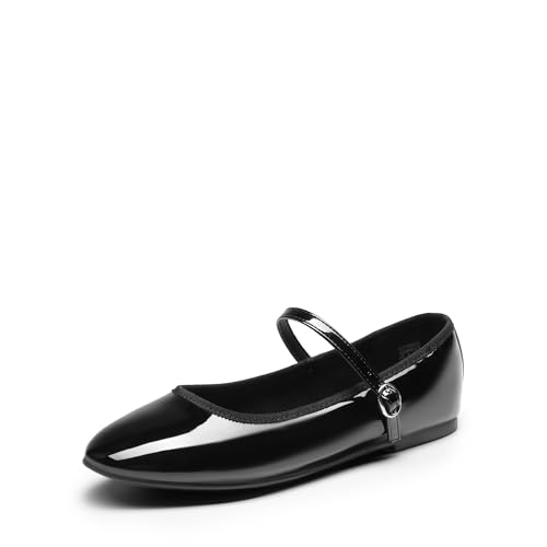 DREAM PAIRS Women's Ballet Flats Mary Jane Shoes, Round Toe Comfortable Dressy Casual Slip-on Work Daily Soft Flat Shoes 6.5 Black-pat