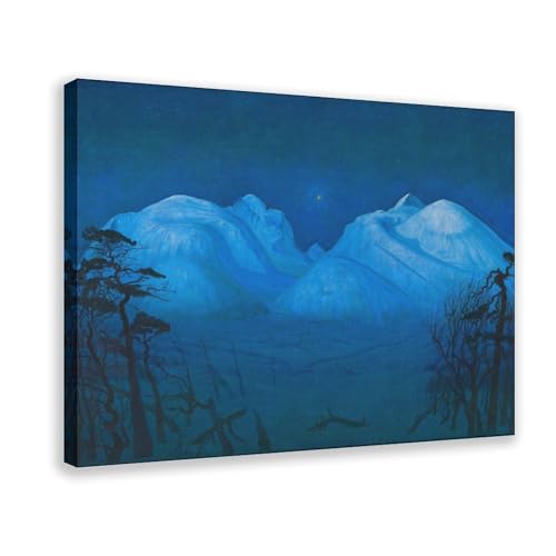 Impression sur toile Nuit d'hiver dans les montagnes 1914 par Harald Sohlberg 50,8x76,2 cm