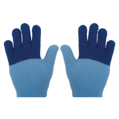 Luva Infantil Térmica de Inverno Pelúcia Tricotada Coloridas (Azul e Azul Escuro)