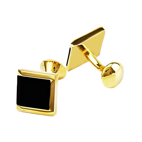 Mancuernillas de cobre para hombre con ágata negra miniatura 1