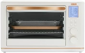 CRUX 6 Slice Digital Toaster Oven with Air Fry, TurboCrisp Technology with 11 Cooking Options, Adjustable Temperature and Removable, PFOA Free, Dishwasher-Safe Accessories, 1800W, White