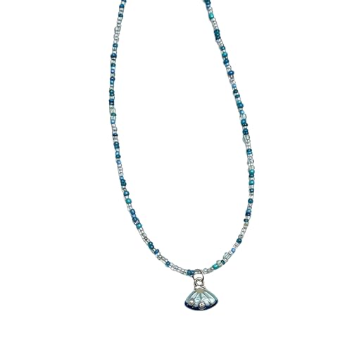 Collier de perles tendance bohème avec breloque coquillage, chaîne de clavicule réglable femme
