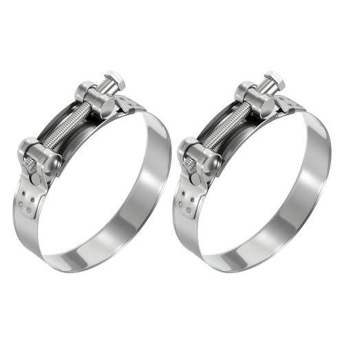 Kozelo 2Pcs 304 Stainless Steel T-Bolt Hose Clamp, Adjustable OD Range 4.4" to 4.8" (113-121mm) Heavy Duty Pipe Strap Clamp, Metal Fuel Line Clamping for Automotive, Plumbing, Industrial