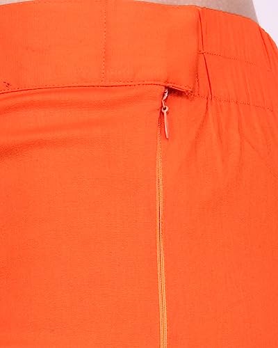 Image of POPWINGS Women Casual Mid Rise Stretchable Red Cotton Trouser