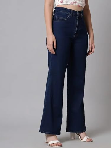 Image of KOTTY Women's Solid|Fit and Flared Fitting|Ankle Leg Style|High Rise|Stechable|Casual Jeans