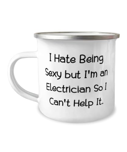 Sarcasm Electrician Gifts, I Hate Being Sexy but I'm an Electrician, Funny Birthday 12oz Camper Mug For Coworkers From Coworkers, Electrician tool kit, Electrician coffee mug, Electrician tshirt,