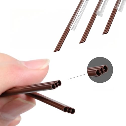WHTCHSU 100 Individually Wrapped 7in Disposable Coffee Straw Stirrers, Three Hole Design, BPA Free, Plastic, Coffee Color